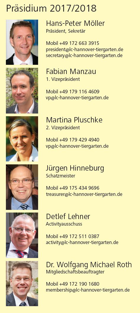 Das Präsidium des LC Hannover-Tiergarten 2017/2018